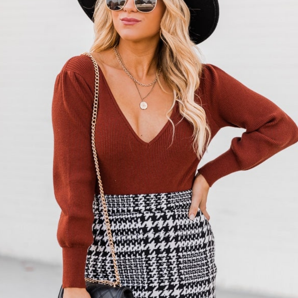 PINK LILY VNECK BALLOON SLEEVE TOP